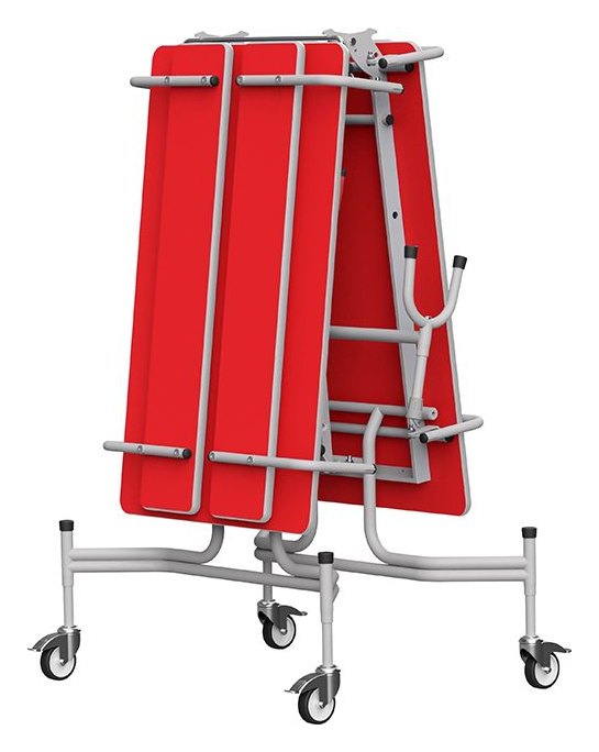 GoPak GoRoll Folding Table with Benches, Poppy Red top