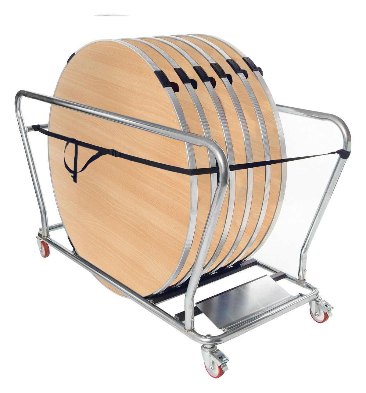 GoPak Round Table Trolley Bundle with 6 Tables, Beech top