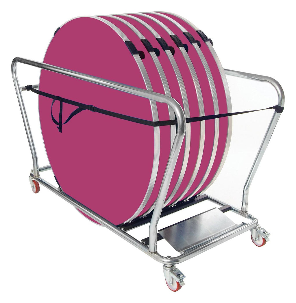 GoPak Round Table Trolley Bundle with 6 Tables, Fuchsia top