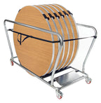 GoPak Round Table Trolley Bundle with 6 Tables, Oak top