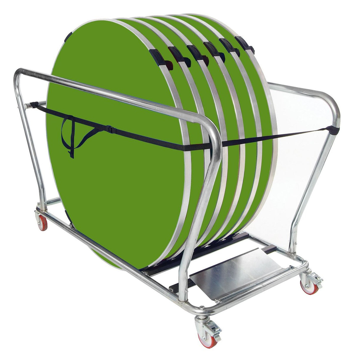 GoPak Round Table Trolley Bundle with 6 Tables, Pea Green top