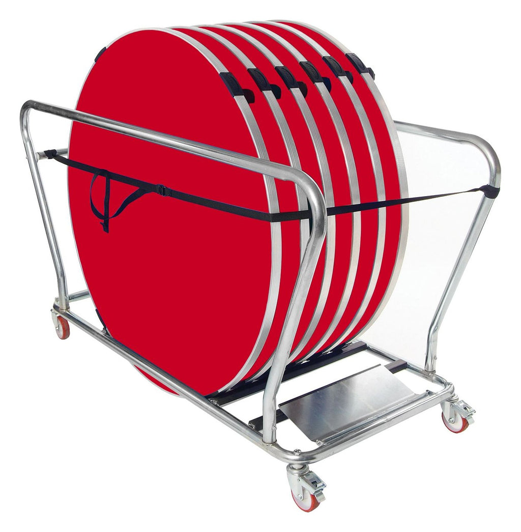 GoPak Round Table Trolley Bundle with 6 Tables, Poppy Red top