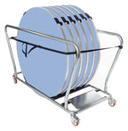 GoPak Round Table Trolley Bundle with 6 Tables, Powder Blue top
