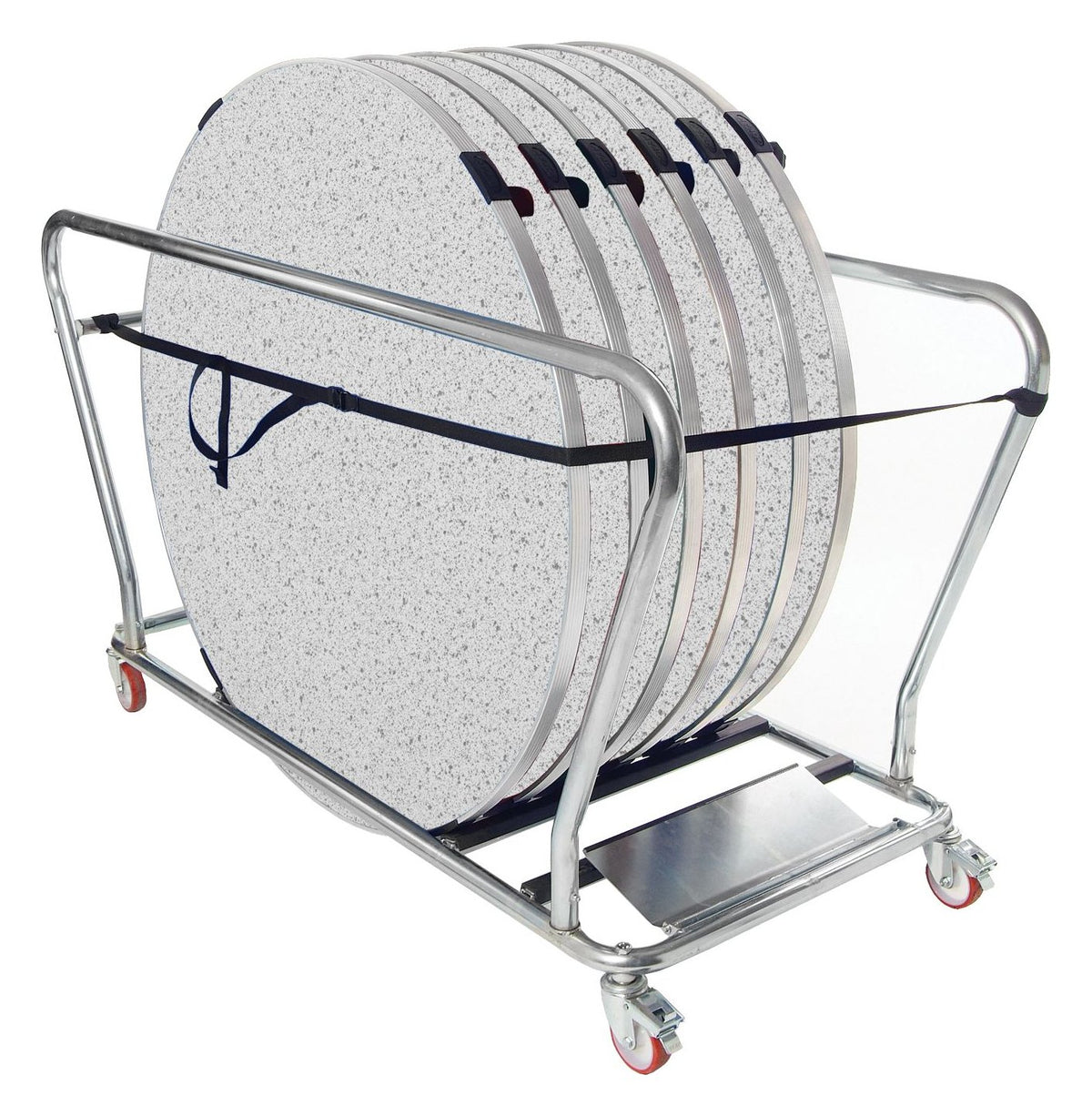 GoPak Round Table Trolley Bundle with 6 Tables, Snow Grit top