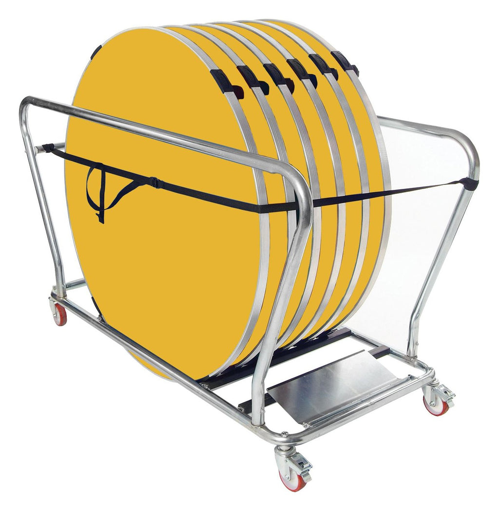 GoPak Round Table Trolley Bundle with 6 Tables, Yellow top