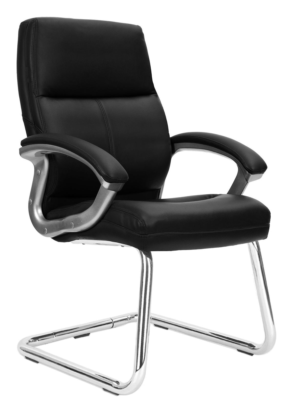 Greenwich High Back Leather Effect Visitor Chair in black