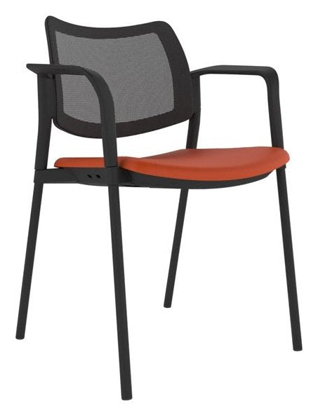 Guava Mesh Meeting Chair, Upholstered Seat