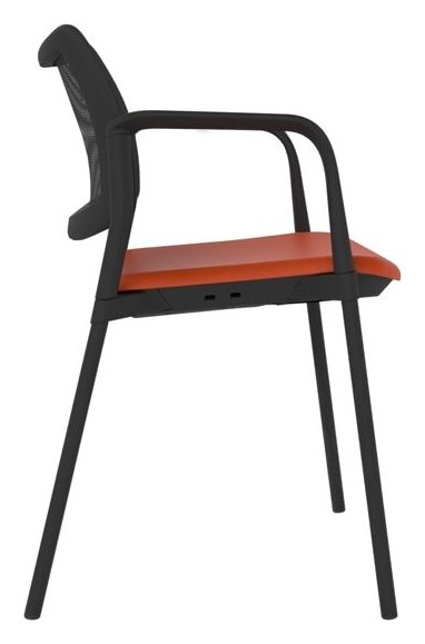 Guava Mesh Meeting Chair, Upholstered Seat, view 6