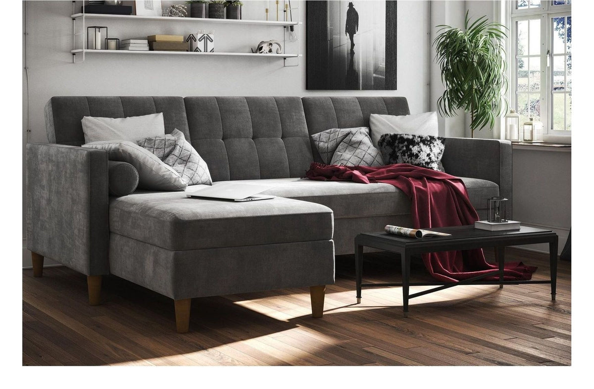 Hartford Storage Sectional Sofa Bed With Storage Chaise Chenille, view 12
