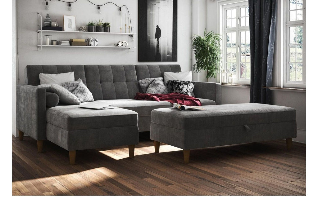 Hartford Storage Sectional Sofa Bed With Storage Chaise Chenille, view 13