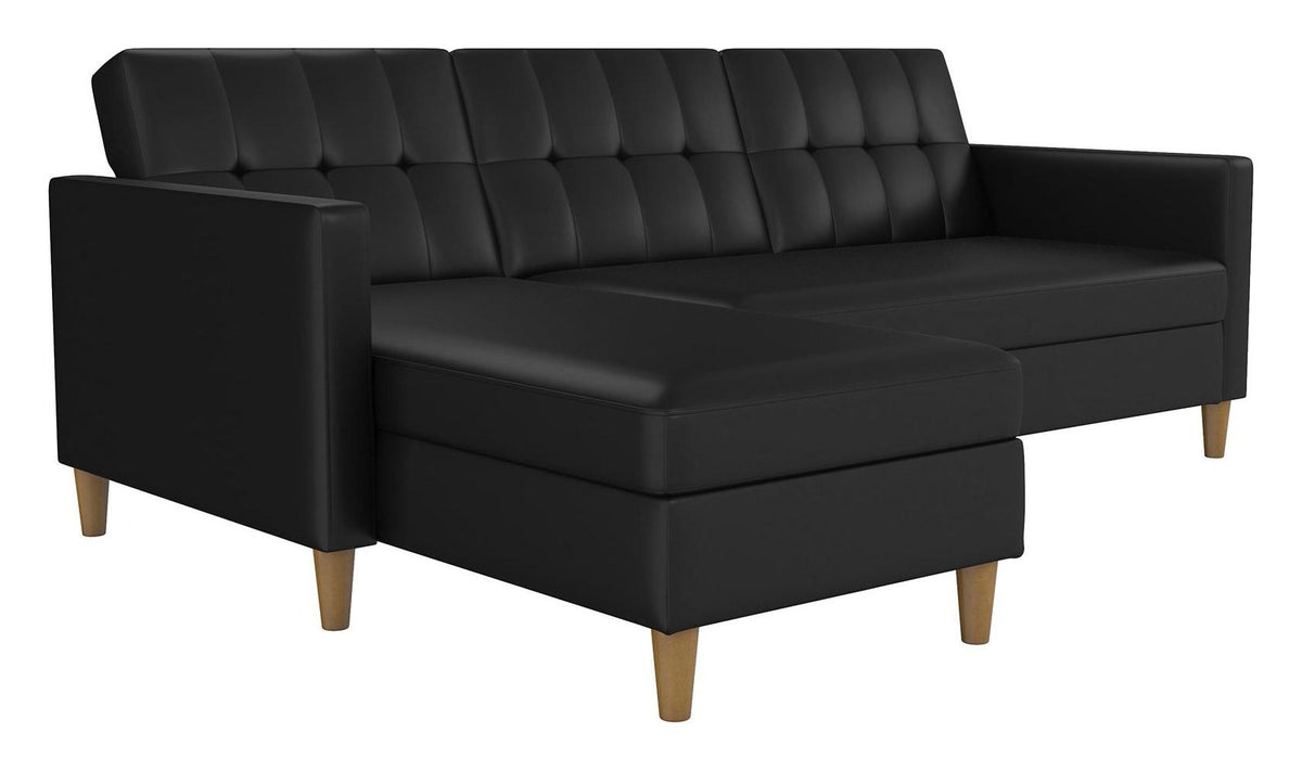 Hartford Storage Sectional Sofa Bed With Storage Chaise Faux Leather, view 2
