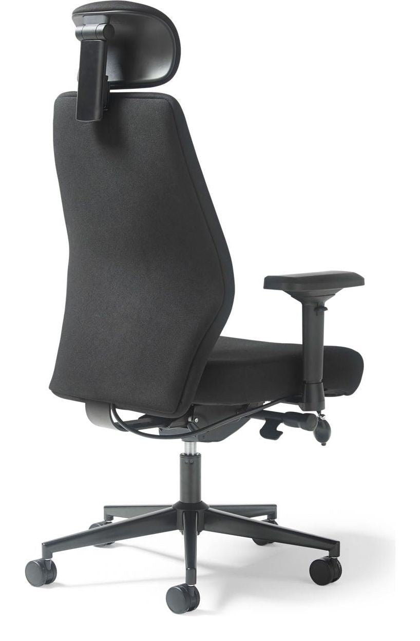 Hatha Fabric Posture Chair in black from the back