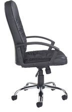 Hertford Faux Leather Executive Chair in black from the side