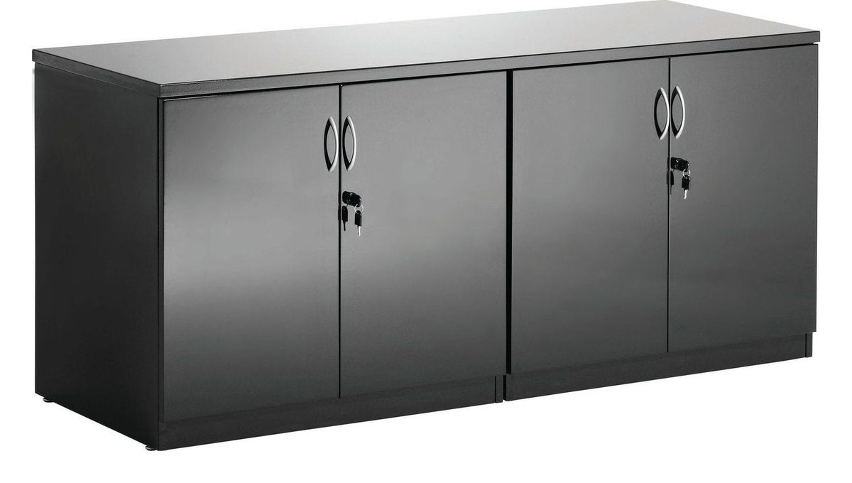High gloss twin cupboard with credenza top, in black
