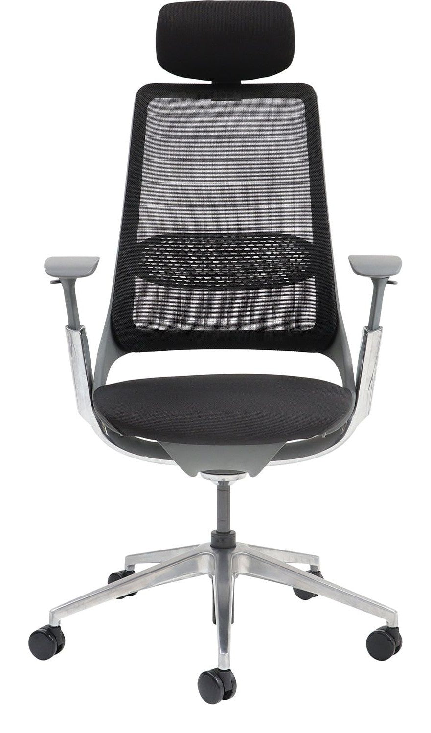 Holden Mesh Chair with Headrest in black from the front