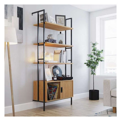 Hythe Wall Mounted 4 Shelf Bookcase with Door
