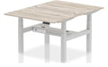 Impulse Air back-to-back sit-stand desk, pod of two, 1200 x 800 each, silver frame, grey oak top