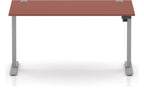Impulse Air lite pastel sit-stand desk, 1400 x 800, silver frame, brick red top, another view 1