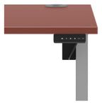 Impulse Air lite pastel sit-stand desk, 1400 x 800, silver frame, brick red top, another view 3
