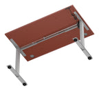 Impulse Air lite pastel sit-stand desk, 1400 x 800, silver frame, brick red top, another view 4
