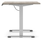 Impulse Air lite scalloped edge sit-stand desk, 1400 x 800, silver frame, grey oak top, another view 2