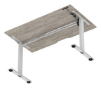 Impulse Air lite scalloped edge sit-stand desk, 1400 x 800, silver frame, grey oak top, another view 4