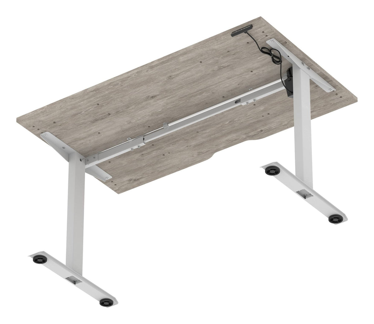 Impulse Air lite scalloped edge sit-stand desk, 1400 x 800, silver frame, grey oak top, another view 4