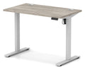 Impulse Air lite sit-stand desk, 1000 x 600, silver frame, grey oak top