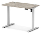 Impulse Air lite sit-stand desk, 1000 x 600, silver frame, grey oak top
