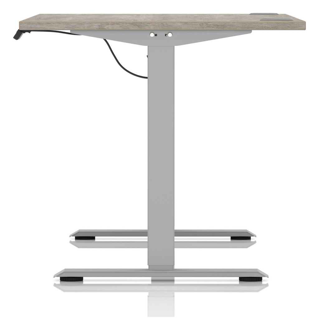 Impulse Air lite sit-stand desk, 1400 x 800, silver frame, grey oak top, another view 2