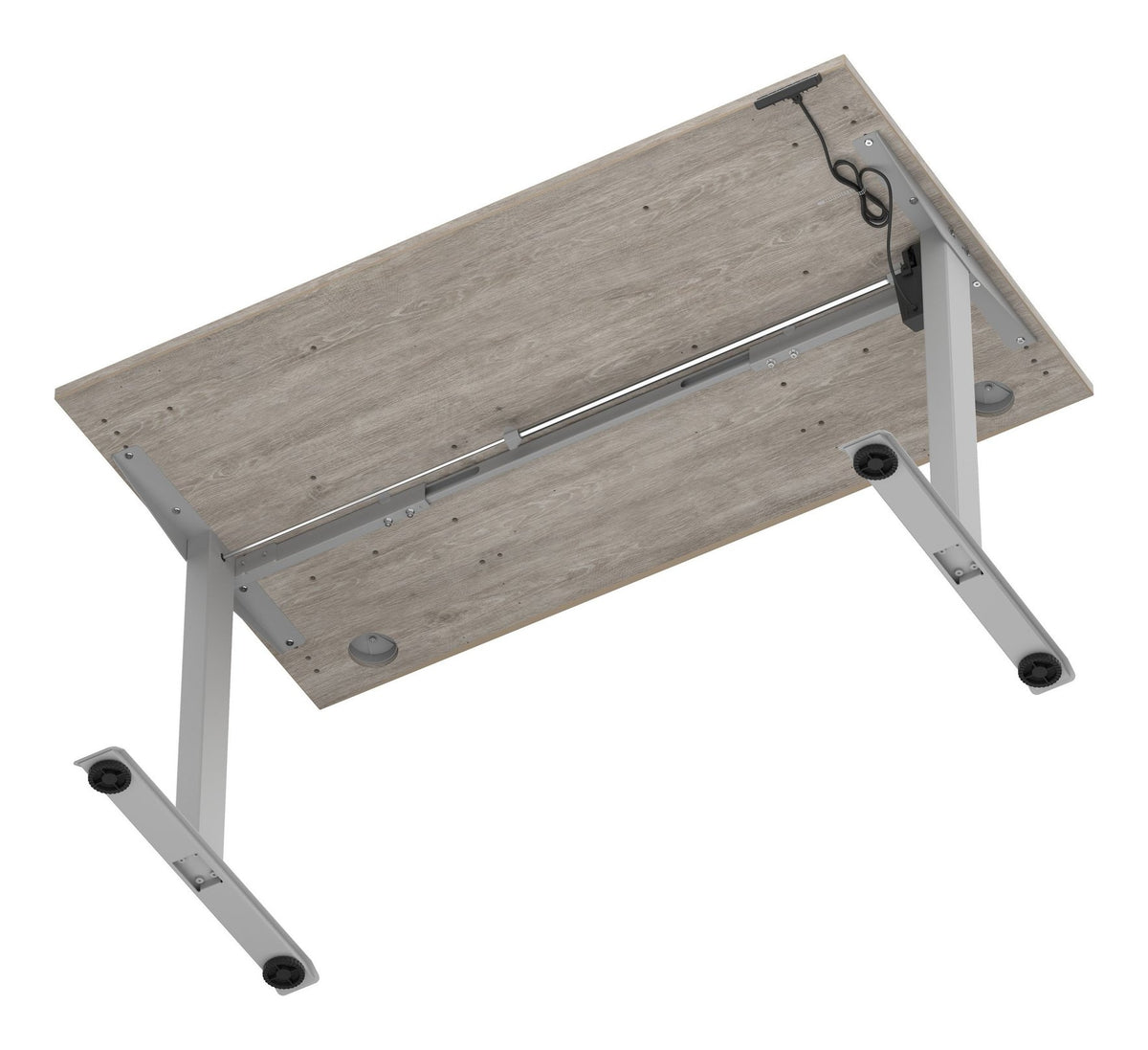 Impulse Air lite sit-stand desk, 1400 x 800, silver frame, grey oak top, another view 4