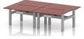 Impulse Air pastel back-to-back sit-stand desk, pod of four, 1200 x 800 each, silver frame, brick red top