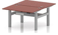 Impulse Air pastel back-to-back sit-stand desk, pod of two, 1200 x 800 each, silver frame, brick red top