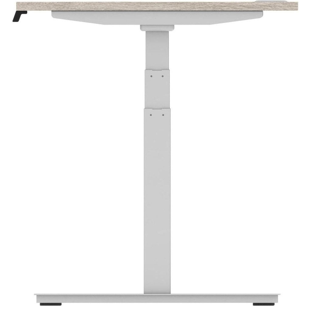 Impulse Air sit-stand desk, grey oak top, silver frame, another view 1