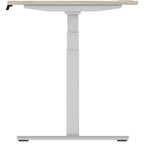 Impulse Air sit-stand desk, grey oak top, silver frame, another view 1