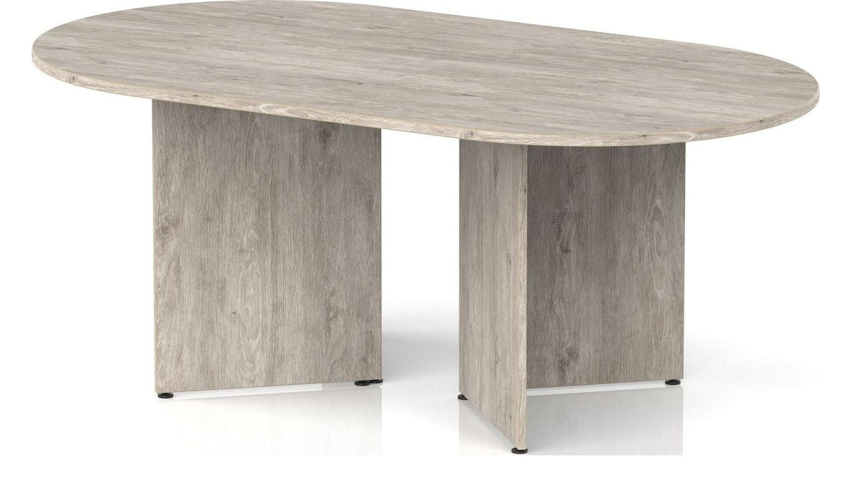 Impulse boardroom table with arrowhead legs, 1800 x 1000, no power, grey oak top