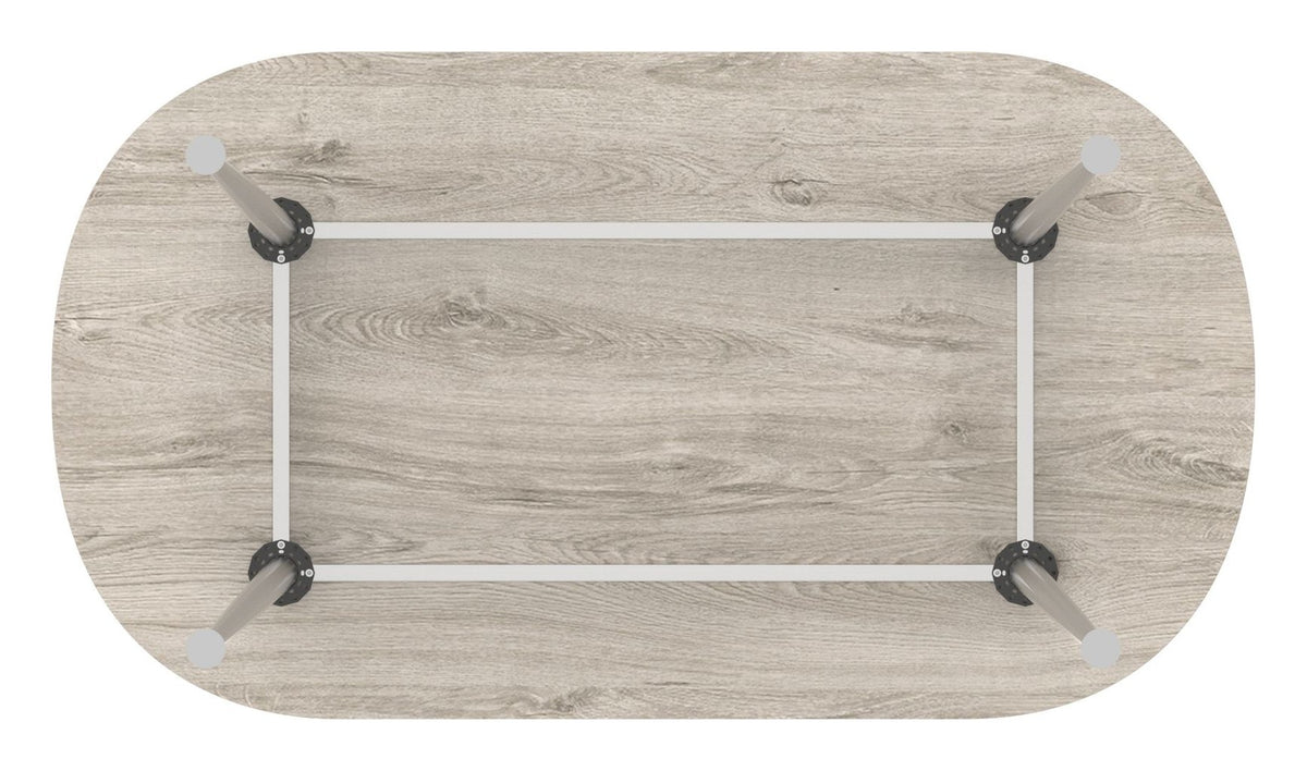 Impulse boardroom table with silver frame, 1800 x 1000, no power, grey oak top, another view 1