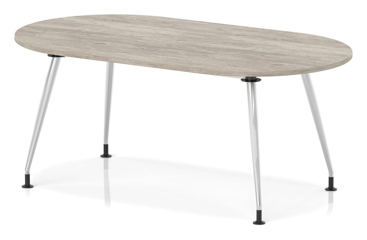 Impulse boardroom table with silver frame, 1800 x 1000, no power, grey oak top