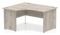 Impulse crescent desk with panel legs, 1400 x 1200, left hand, matching panel legs, grey oak top