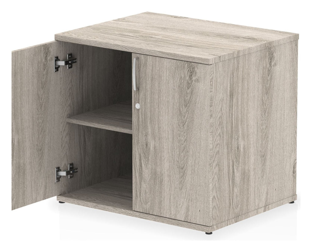 Impulse desk high cupboard, in grey oak, another view