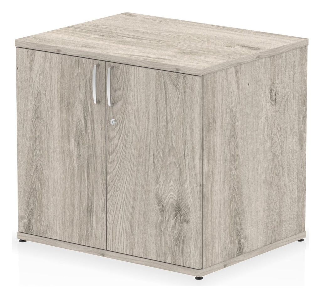 Impulse desk high cupboard, in grey oak