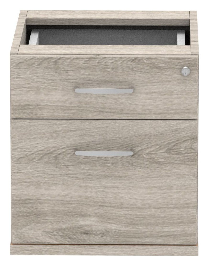 Impulse fixed pedestal, 2 drawers, in grey oak, another view 1