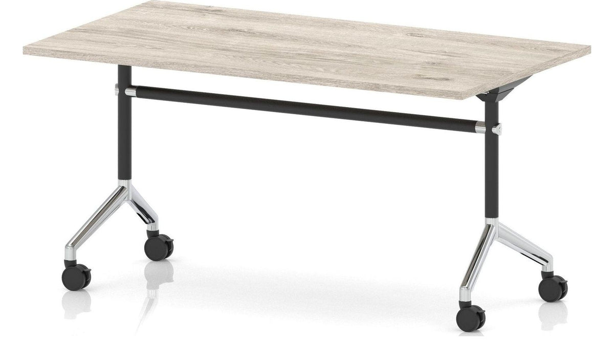 Impulse flip top meeting table, 1600 x 800, grey oak top