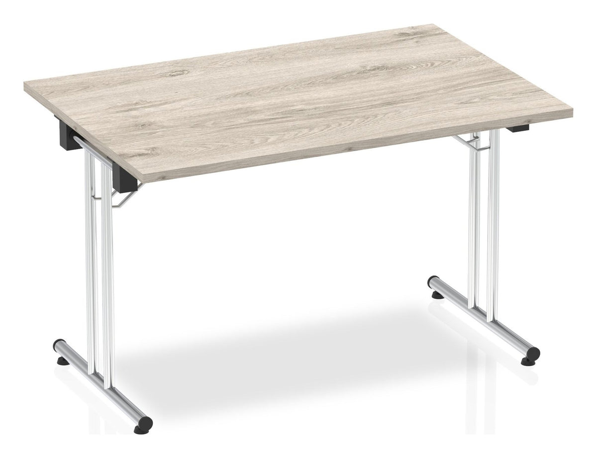 Impulse folding rectangular meeting table, 1200 x 800, grey oak top