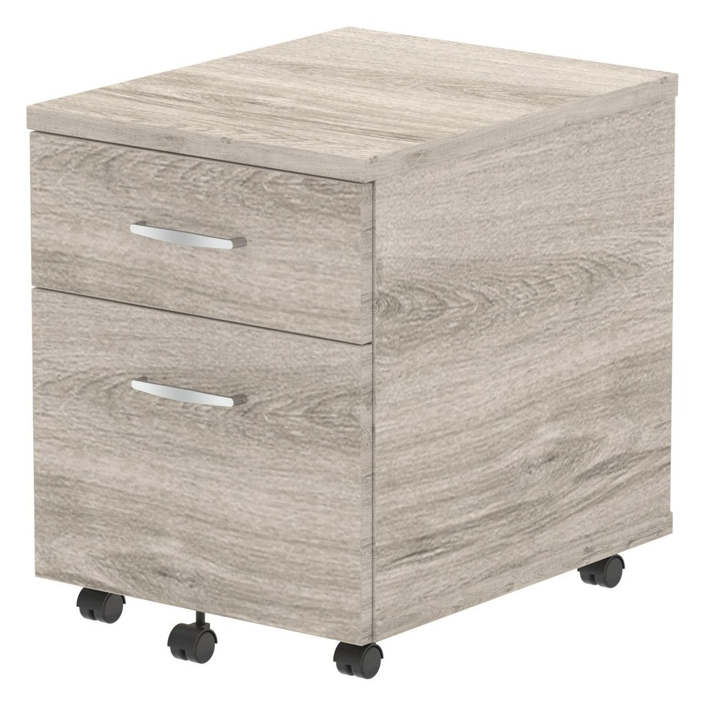 Impulse mobile pedestal, 2 drawers, in grey oak