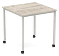 Impulse mobile rectangular meeting table with box frame on castors, 800 x 800, grey oak top