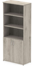 Impulse open shelves cupboard, in grey oak, grey oak
