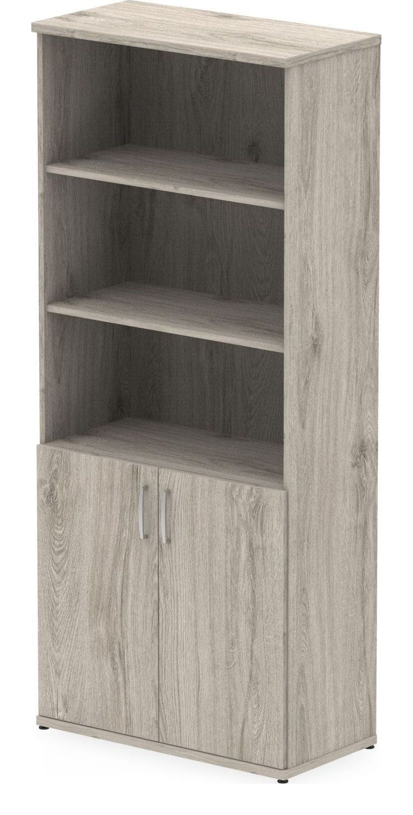 Impulse open shelves cupboard, in grey oak, grey oak