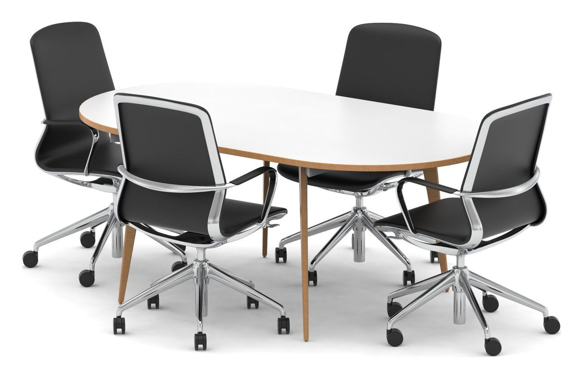 Impulse oslo boardroom table and executive chairs set, 1800mm oval table with 4 chairs, lucia executive chairs, black leather