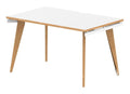 Impulse oslo single row bench desk, 1200mm wide desks (starter, 1 desk), white, natural wood edge top